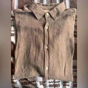H&M Men's Casual Brown Button Down Shirt